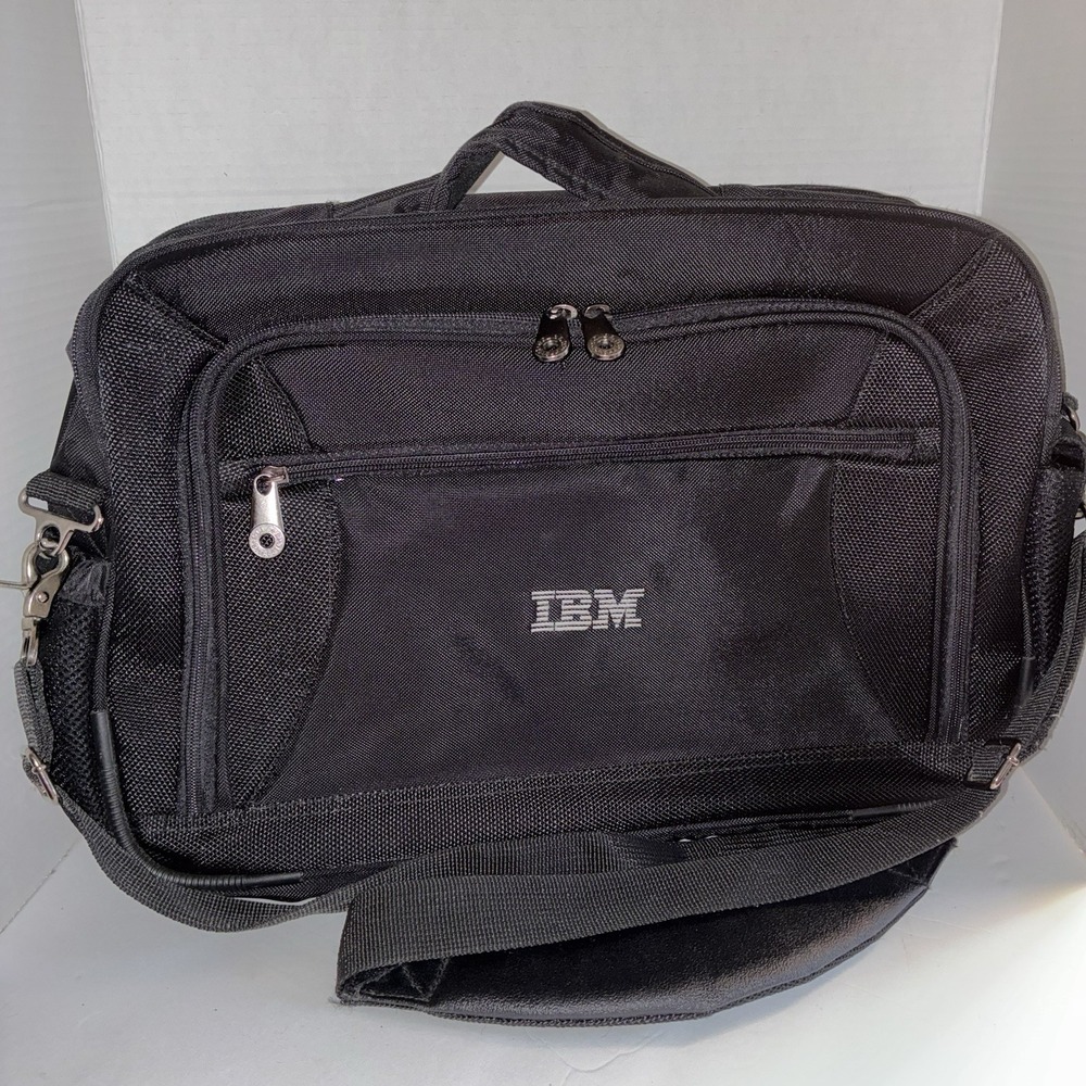 Vintage Black Nylon IBM Laptop Briefcase Messenger Bag